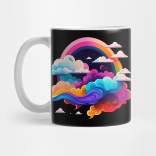 multi color clouds with rainbow Mug